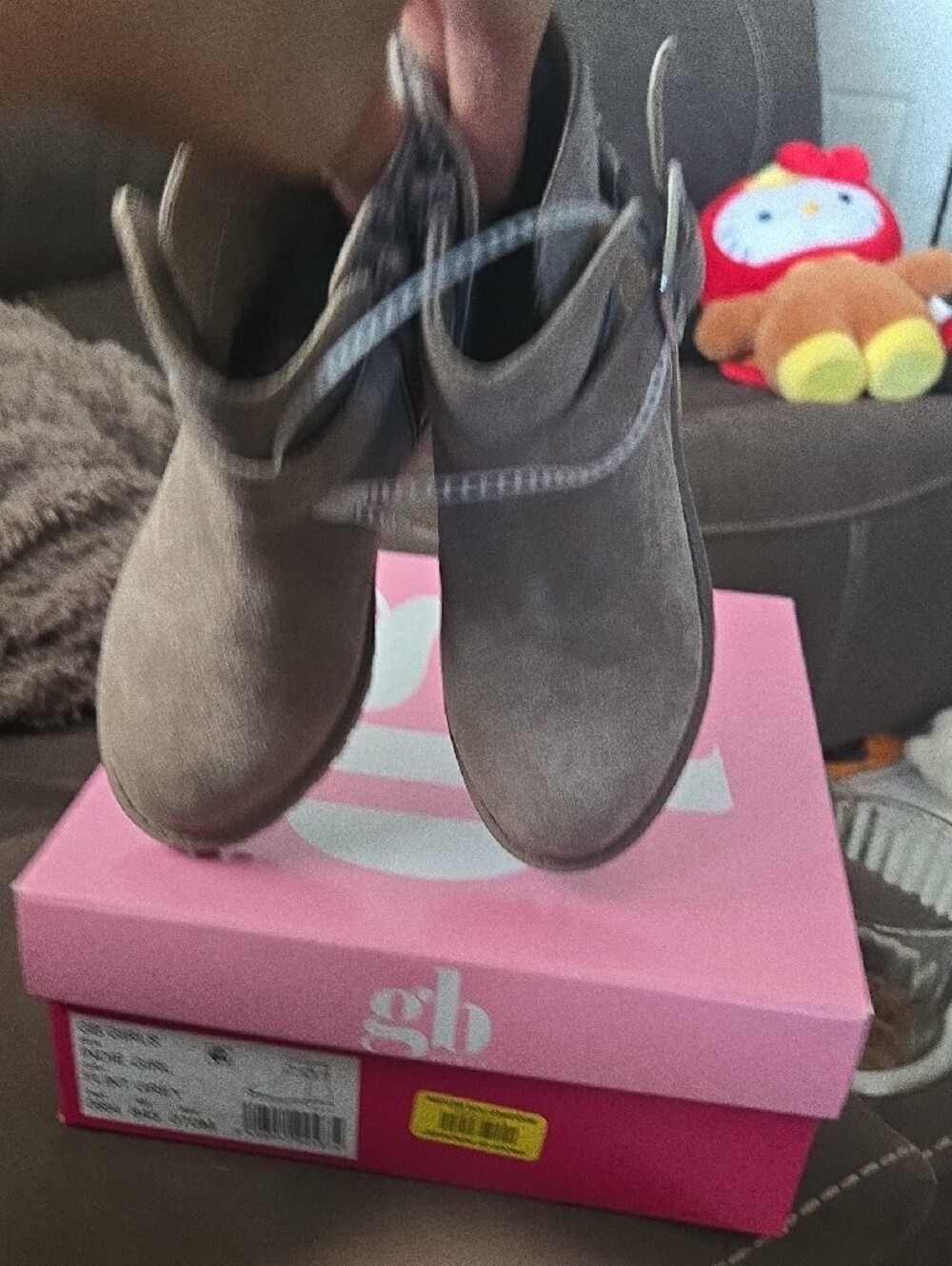 GB Girls Flint Grey Suede Lug Ankle Boots - Picture 7 of 8